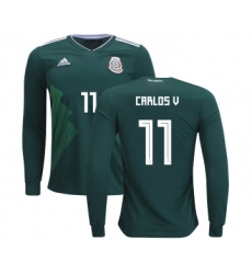 Mexico #11 Carlos V Home Long Sleeves Kid Soccer Country Jersey