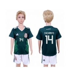 Mexico #14 Chicharito Home Kid Soccer Country Jersey