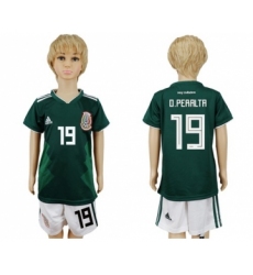 Mexico #19 O.Peralta Home Kid Soccer Country Jersey