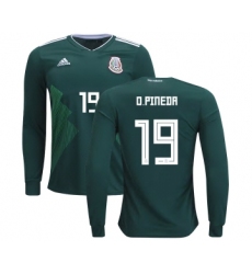 Mexico #19 O.Pineda Home Long Sleeves Kid Soccer Country Jersey