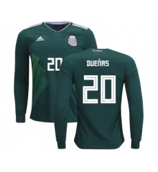 Mexico #20 Duenas Home Long Sleeves Kid Soccer Country Jersey
