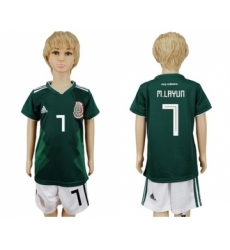Mexico #7 M.Layun Home Kid Soccer Country Jersey