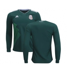 Mexico Blank Home Long Sleeves Kid Soccer Country Jersey