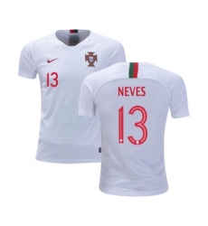 Portugal #13 Neves Away Kid Soccer Country Jersey