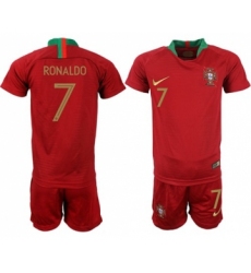 Portugal #7 Ronaldo Home Kid Soccer Country Jersey
