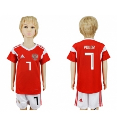 Russia #7 Poloz Home Kid Soccer Country Jersey
