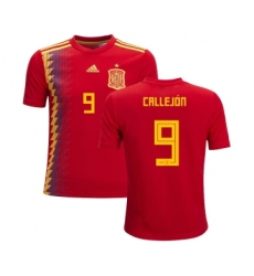 Spain #9 Callejon Red Home Kid Soccer Country Jersey