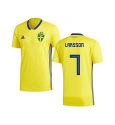 Sweden #7 Larsson Home Kid Soccer Country Jersey