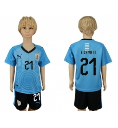 Uruguay #21 E.Cavani Home Kid Soccer Country Jersey