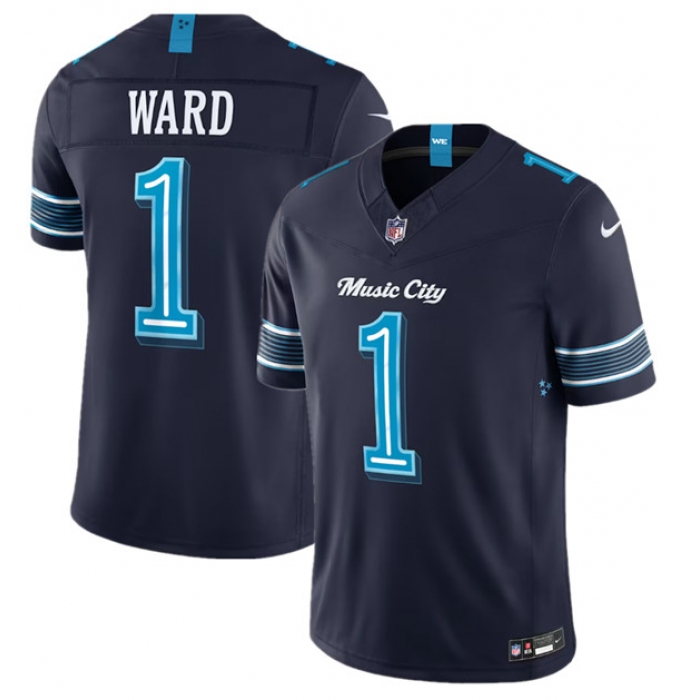 Men's Tennessee Titans #1 Cameron Ward Navy 2026 F.U.S.E. 'Music City' Rivalries Collection Limited Football Stitched Jersey
