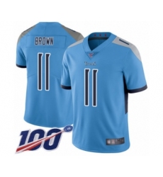 Men's Tennessee Titans #11 A.J. Brown Light Blue Alternate Vapor Untouchable Limited Player 100th Season Football Jersey