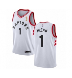 Women's Toronto Raptors #1 Patrick McCaw Swingman White 2019 Basketball Finals Champions Jersey - Association Edition