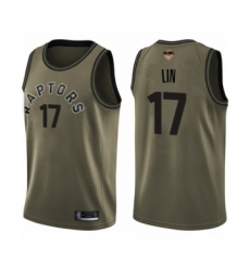 Men's Toronto Raptors #17 Jeremy Lin Swingman Green Salute to Service 2019 Basketball Finals Bound Jersey
