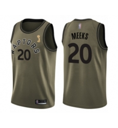 Men's Toronto Raptors #20 Jodie Meeks Swingman Green Salute to Service 2019 Basketball Finals Champions Jersey