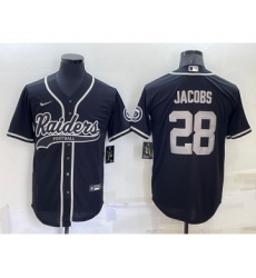 Men's Las Vegas Raiders #28 Josh Jacobs Black Stitched MLB Cool Base Nike Baseball Jersey
