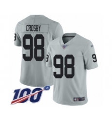 Men's Oakland Raiders #98 Maxx Crosby Limited Silver Inverted Legend 100th Season Football Jersey