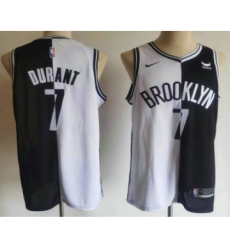 Men's Brooklyn Nets #7 Kevin Durant White Black Two Tone Stitched Swingman Nike Jersey With Sponsor