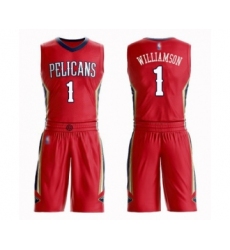 Men's New Orleans Pelicans #1 Zion Williamson Swingman Red Basketball Suit Jersey Statement Edition