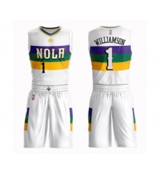 Men's New Orleans Pelicans #1 Zion Williamson Swingman White Basketball Suit Jersey - City Edition