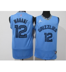 Men's Memphis Grizzlies #12 Ja Morant Blue 75th Swingman Stitched Basketball Jersey