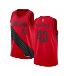 Men's Portland Trail Blazers #43 Anthony Tolliver Authentic Red Basketball Jersey Statement Edition