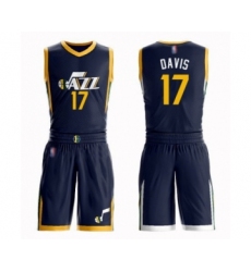 Youth Utah Jazz #17 Ed Davis Swingman Navy Blue Basketball Suit Jersey - Icon Edition