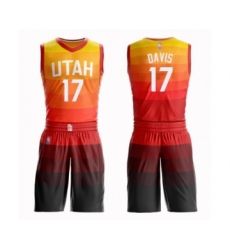 Youth Utah Jazz #17 Ed Davis Swingman Orange Basketball Suit Jersey - City Edition