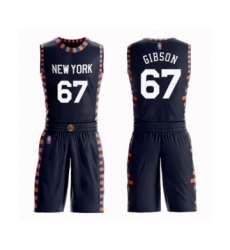 Men's New York Knicks #67 Taj Gibson Swingman Navy Blue Basketball Suit Jersey - City Edition