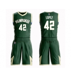 Men's Milwaukee Bucks #42 Robin Lopez Swingman Green Basketball Suit Jersey - Icon Edition