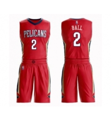 Men's New Orleans Pelicans #2 Lonzo Ball Swingman Red Basketball Suit Jersey Statement Edition