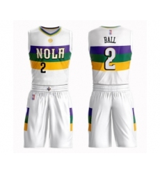 Men's New Orleans Pelicans #2 Lonzo Ball Swingman White Basketball Suit Jersey - City Edition
