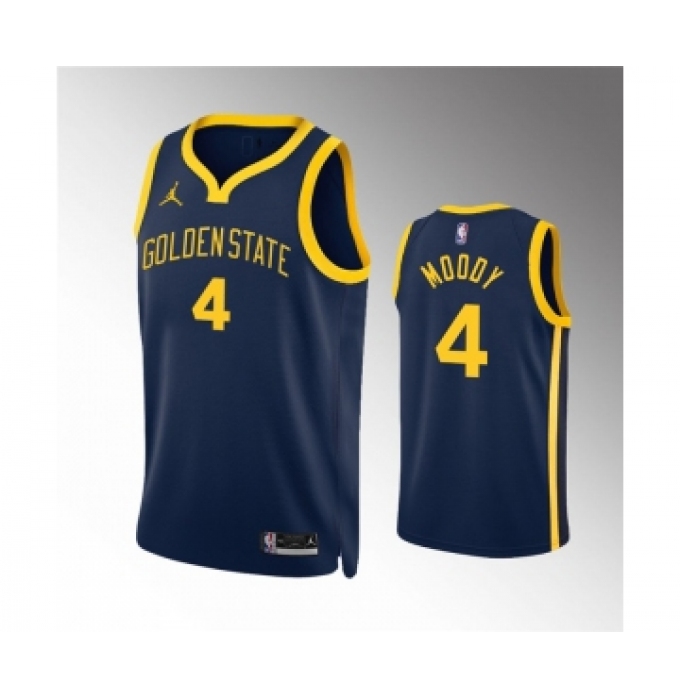Men's Golden State Warriors #4 Moses Moody Navy Statement EditionStitched Jersey