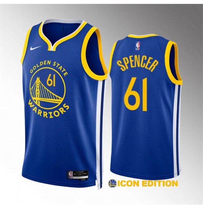 Men's Golden State Warriors #61 Pat Spencer Blue Icon Edition Stitched Basketball Jersey