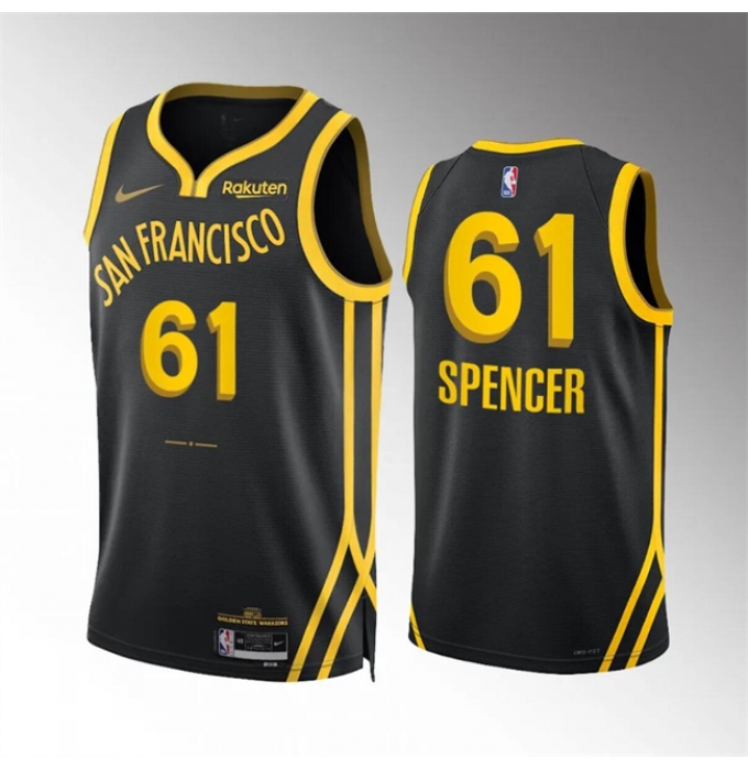 Men's Golden State Warriors #61 Pat Spencer Navy Statement Edition Stitched Basketball Jersey
