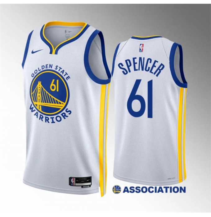 Men's Golden State Warriors #61 Pat Spencer White Association Edition Stitched Basketball Jersey