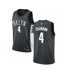 Men's Brooklyn Nets #4 Henry Ellenson Authentic Gray Basketball Jersey Statement Edition