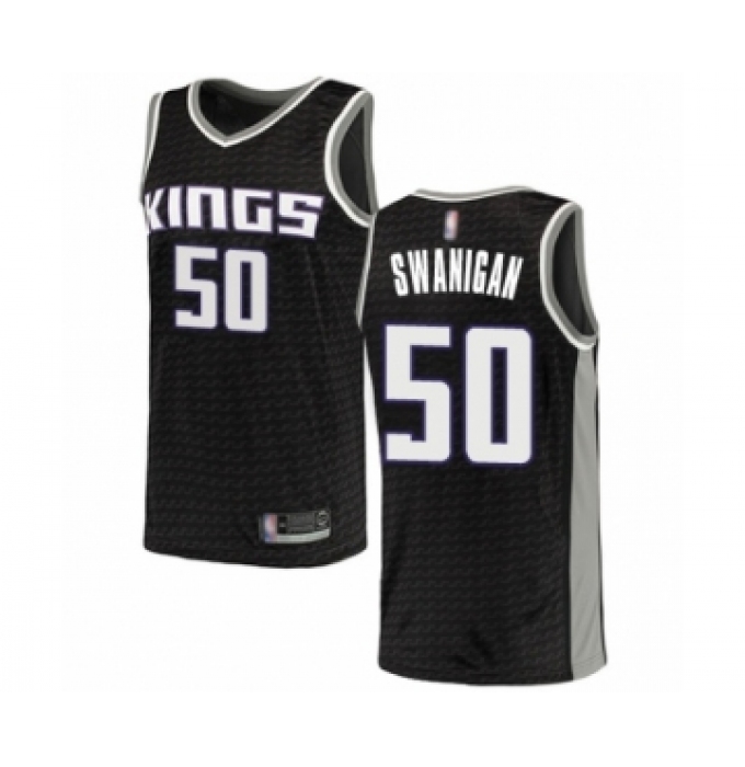 Men's Sacramento Kings #50 Caleb Swanigan Authentic Black Basketball Jersey Statement Edition