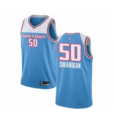 Men's Sacramento Kings #50 Caleb Swanigan Authentic Blue Basketball Jersey - 2018-19 City Edition