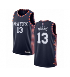 Men's New York Knicks #13 Marcus Morris Authentic Navy Blue Basketball Jersey - 2018-19 City Edition