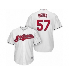Men's Cleveland Indians #57 Shane Bieber Replica White Home Cool Base Baseball Jersey