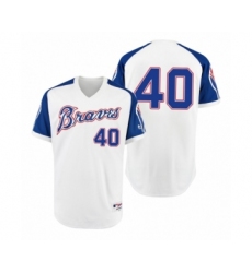 Women Braves #40 Mike Soroka White 1974 Turn Back the Clock Authentic Jersey