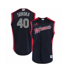 Youth Atlanta Braves #40 Mike Soroka Authentic Navy Blue National League 2019 Baseball All-Star Jersey
