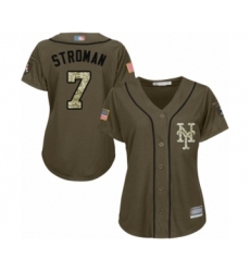 Women's New York Mets #7 Marcus Stroman Authentic Green Salute to Service Baseball Jersey