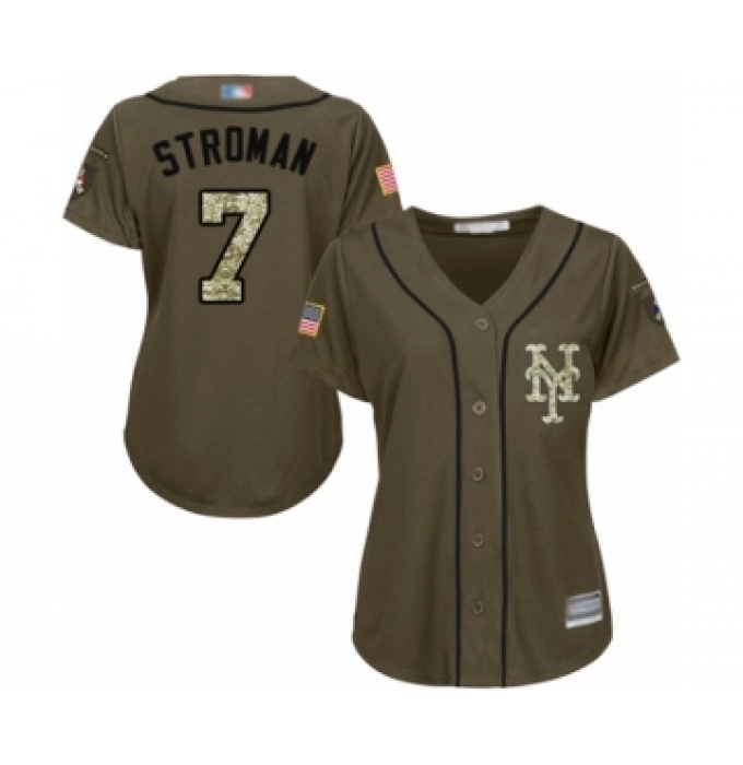 Women's New York Mets #7 Marcus Stroman Authentic Green Salute to Service Baseball Jersey