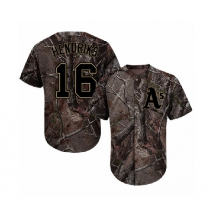 Youth Oakland Athletics #16 Liam Hendriks Authentic Camo Realtree Collection Flex Base Baseball Jersey