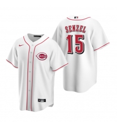 Men's Nike Cincinnati Reds #15 Nick Senzel White Home Stitched Baseball Jersey