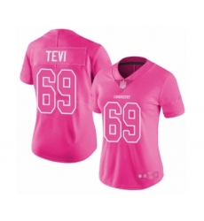 Women's Los Angeles Chargers #69 Sam Tevi Limited Pink Rush Fashion Football Jersey