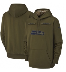 Men's Seattle Seahawks Nike Olive Salute to Service Sideline Therma Performance Pullover Hoodie