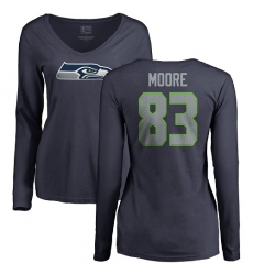 NFL Women's Nike Seattle Seahawks #83 David Moore Navy Blue Name & Number Logo Long Sleeve T-Shirt