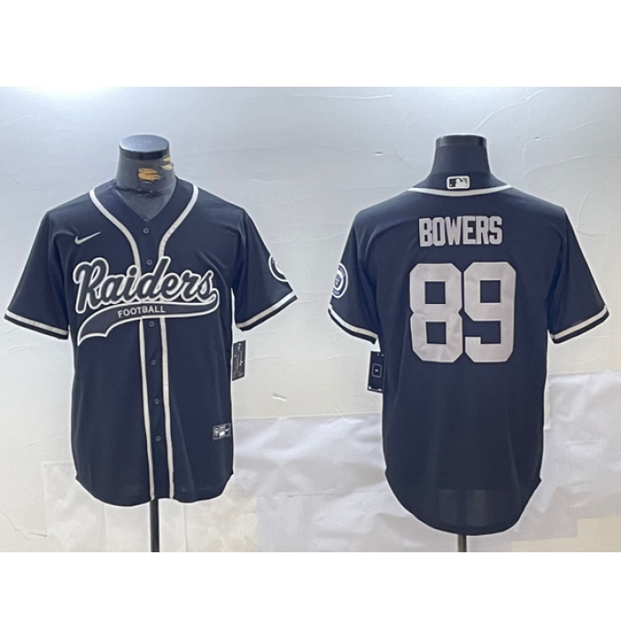 Men's Las Vegas Raiders #89 Brock Bowers Black Cool Base Baseball Stitched Jersey